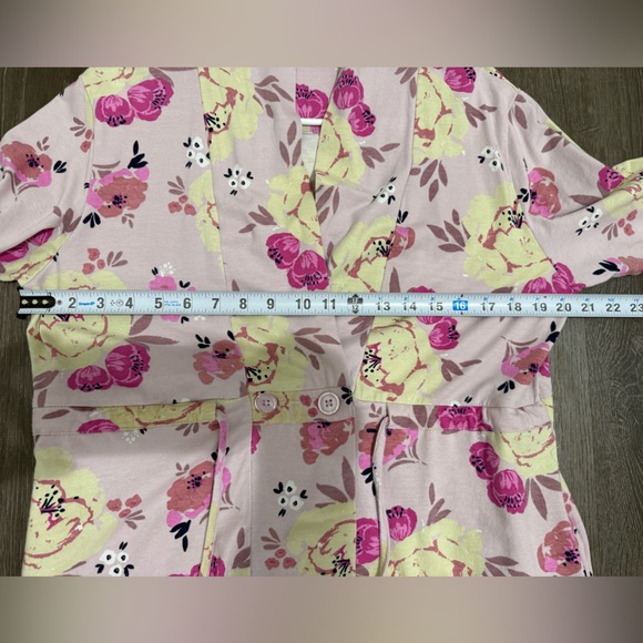 Post Surgery Mastectomy Floral Print Women's Robe in Pink and Yellow Size M/L - Picture 9 of 11